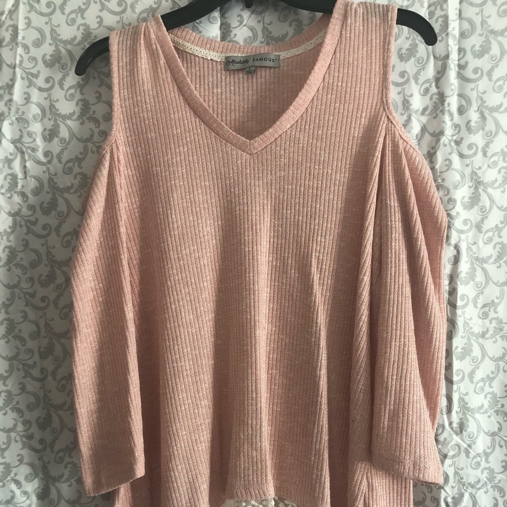 Rose gold cold shoulder 3/4 sleeve sweater